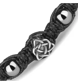 Мужской браслет Шамбала Everiot Select LNS-2253 из гематита с символом "Вечный узел"