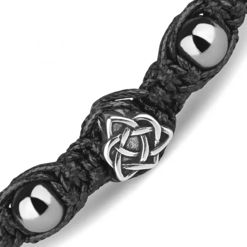 Мужской браслет Шамбала Everiot Select LNS-2253 из гематита с символом "Вечный узел"