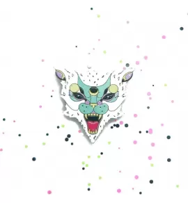 Брошь ручной работы из дерева «Бешеная кошка белая» COREYAGI ASC-KB10-W