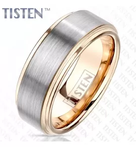 Мужское кольцо из тистена (титан-вольфрама) с покрытием цвета розового золота Tisten R-TS-030