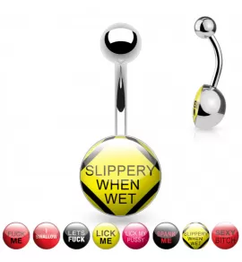 Серьга для пирсинга пупка PiercedFish NS40 c пошлыми надписями