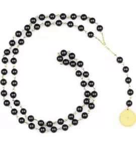 Мужской розарий из агата с подвеской Everiot Select LNS-3033 с крестом и молитвой Отче Наш на испанском языке