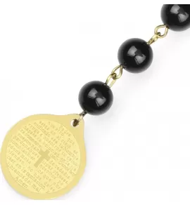 Мужской розарий из агата с подвеской Everiot Select LNS-3033 с крестом и молитвой Отче Наш на испанском языке