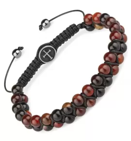 Браслет Шамбала из коричневого агата Everiot Select LNS-2274 с крестом
