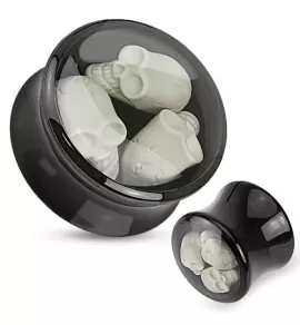 Плаг в ухо PiercedFish PA62 с тремя черепами внутри