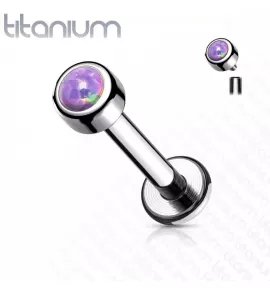 Серьга лабрет из титана для пирсинга губ, хряща уха Pirslab TIL19-OP38 с опалом