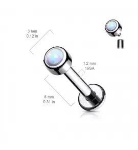 Серьга лабрет из титана для пирсинга губ, хряща уха Pirslab TIL19-OP38 с опалом