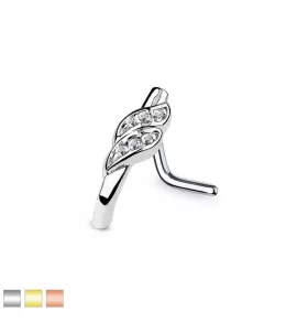 Серьга-гвоздик (нострил) для пирсинга крыла носа PiercedFish NOL-50 с фианитами