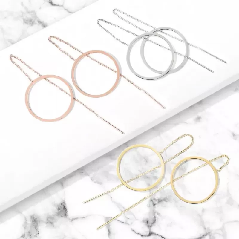 Женские серьги-протяжки из стали TATIC SE3645 с кольцами