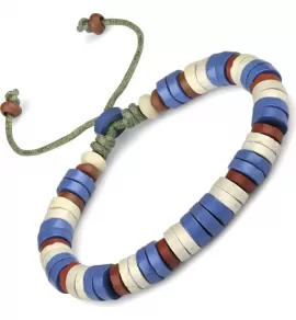 Браслет с бусинами из кости Everiot VD-MJ-1817 красно-синий с белыми бусинами