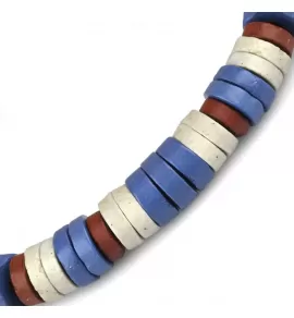 Браслет с бусинами из кости Everiot VD-MJ-1817 красно-синий с белыми бусинами