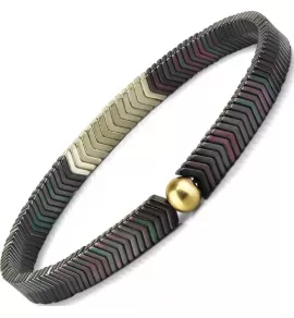 Браслет ручной работы на резинке Everiot Select LNS-2022 из бусин гематита