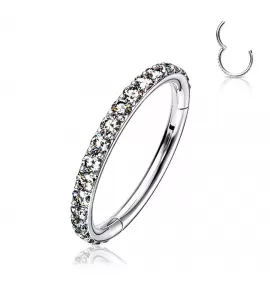 Кольцо кликер из титана с фианитами Pirslab RHT41 серьга для пирсинга септума, трагуса и хеликса, брови, губ (диаметр от 8 мм до 10 мм)