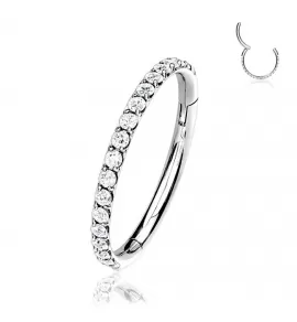 Кольцо кликер из титана с фианитами Pirslab RHT41 серьга для пирсинга септума, трагуса и хеликса, брови, губ (диаметр от 8 мм до 10 мм)