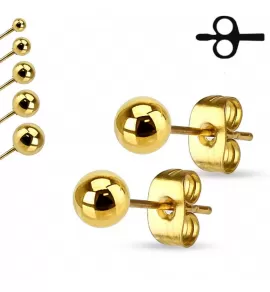 Серьги-гвоздики в форме шариков TATIC SSEB-GD от 2 до 7 мм, цвета желтого золота