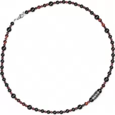 Мужской чокер Everiot Select LNS-3005 из граната, агата и камня бычий глаз с символом-оберегом "Трискель" и рунами