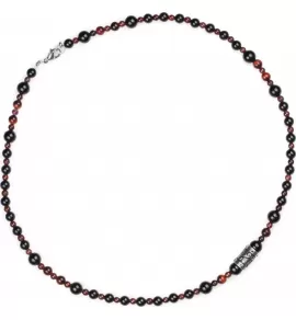 Мужской чокер Everiot Select LNS-3005 из граната, агата и камня бычий глаз с символом-оберегом "Трискель" и рунами