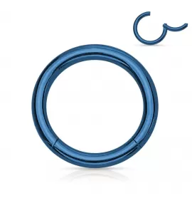 Синее кольцо кликер из стали PiercedFish PC3-B серьга для пирсинга септума, трагуса и хеликса, брови, губ, сосков, пупка (от 6 мм до 12 мм)