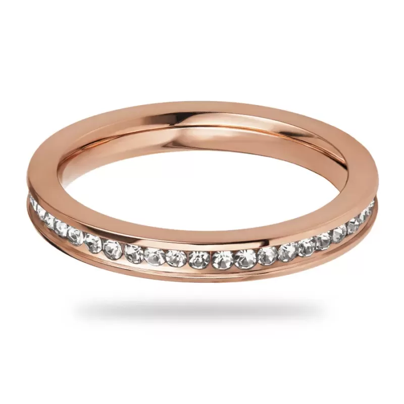 Женское кольцо дорожка из стали TATIC RSS-1571-RD обручальное с фианитами