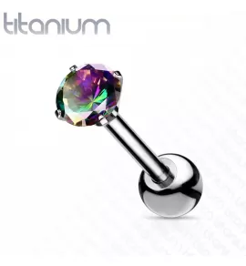 Титановая штанга Pirslab T23J04-VM для пирсинга хряща уха (хеликс, трагус) с фианитом