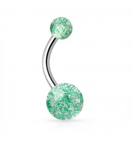 Серьга банан для пирсинга пупка из титана Pirslab --T23NL2-G с блестящими шариками из акрила