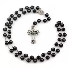 Мужской розарий из агата с католическим крестом Everiot Select --LNS-3079