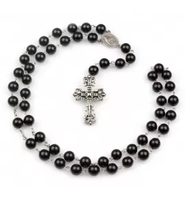 Мужской розарий из агата с католическим крестом Everiot Select --LNS-3079