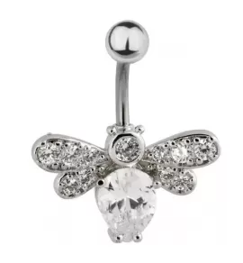 Серьга банан для пирсинга пупка "Стрекоза" Everiot AAB-87TBBU из стали