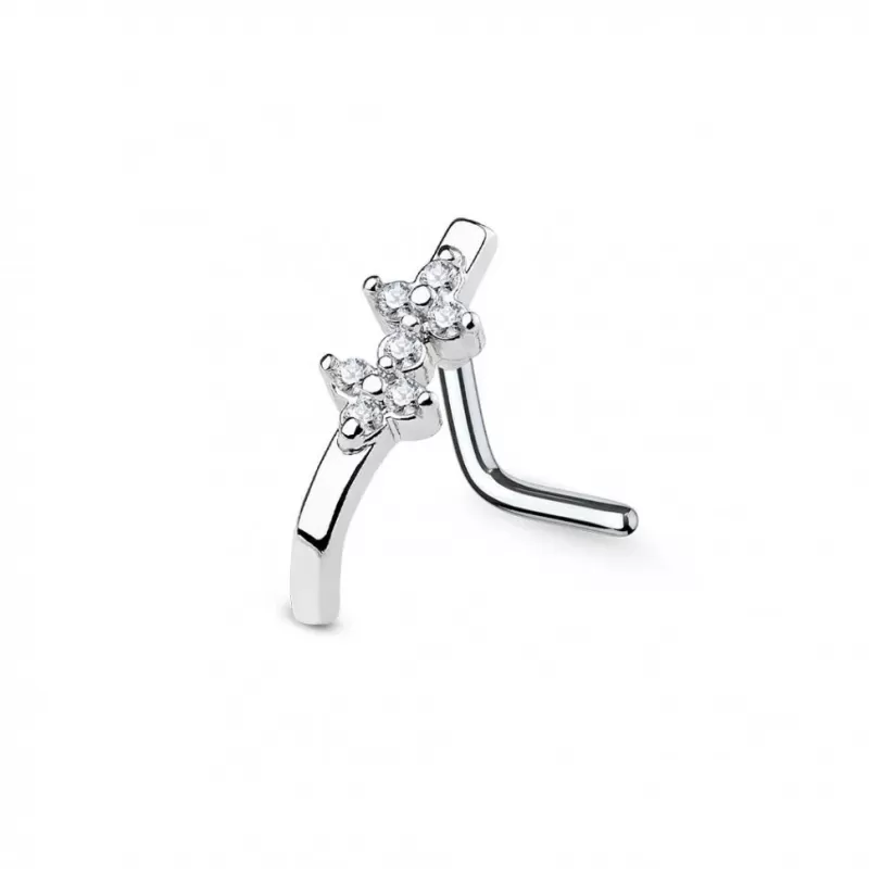 Серьга нострил (гвоздик) для пирсинга крыла носа PiercedFish NOL-49 с фианитами