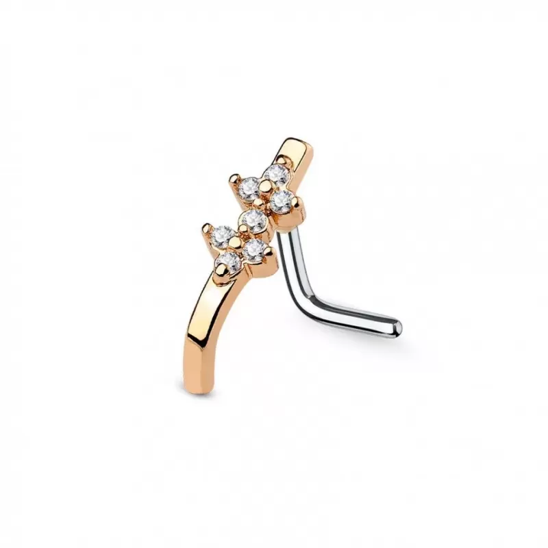 Серьга нострил (гвоздик) для пирсинга крыла носа PiercedFish NOL-49 с фианитами