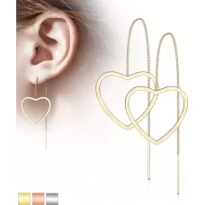 Серьги-протяжки женские из стали TATIC SE3647 с сердцем
