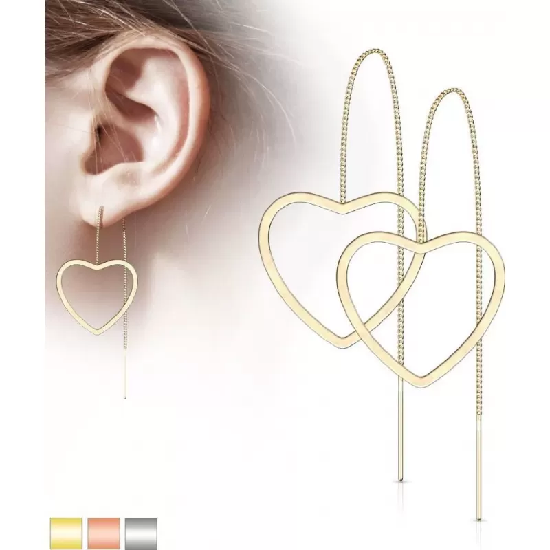 Серьги-протяжки женские из стали TATIC SE3647 с сердцем