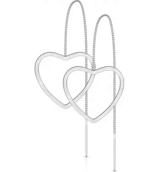 Серьги-протяжки женские из стали TATIC SE3647 с сердцем