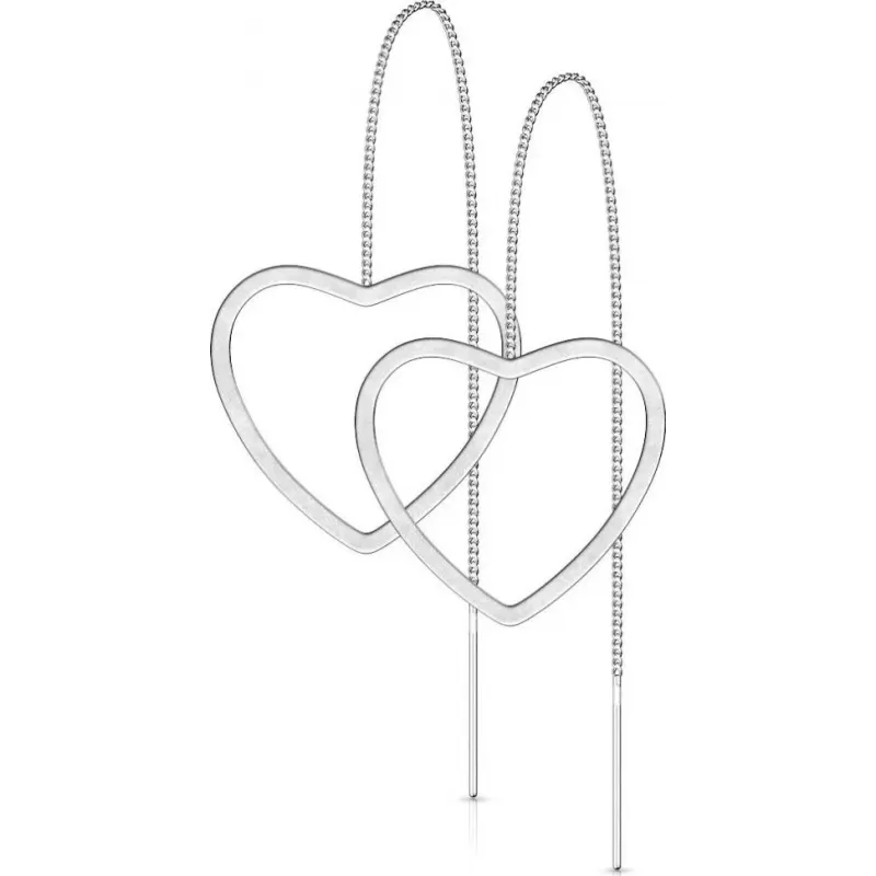 Серьги-протяжки женские из стали TATIC SE3647 с сердцем