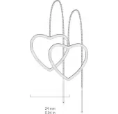 Серьги-протяжки женские из стали TATIC SE3647 с сердцем