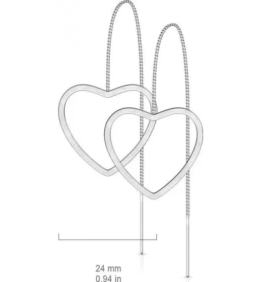 Серьги-протяжки женские из стали TATIC SE3647 с сердцем