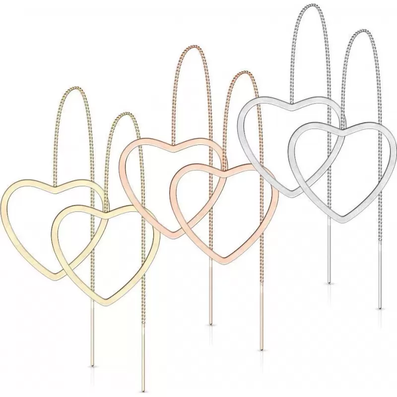 Серьги-протяжки женские из стали TATIC SE3647 с сердцем