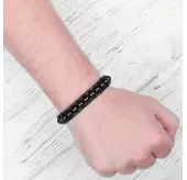Плетеный браслет Everiot Select из агата и вощеного шнура LNS-3114 со знаком "Ом"