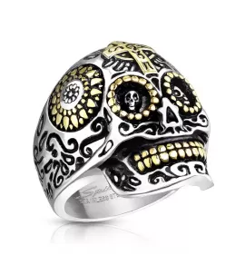 Мужской стальной перстень "Череп с кельтским крестом" Spikes R-M6679