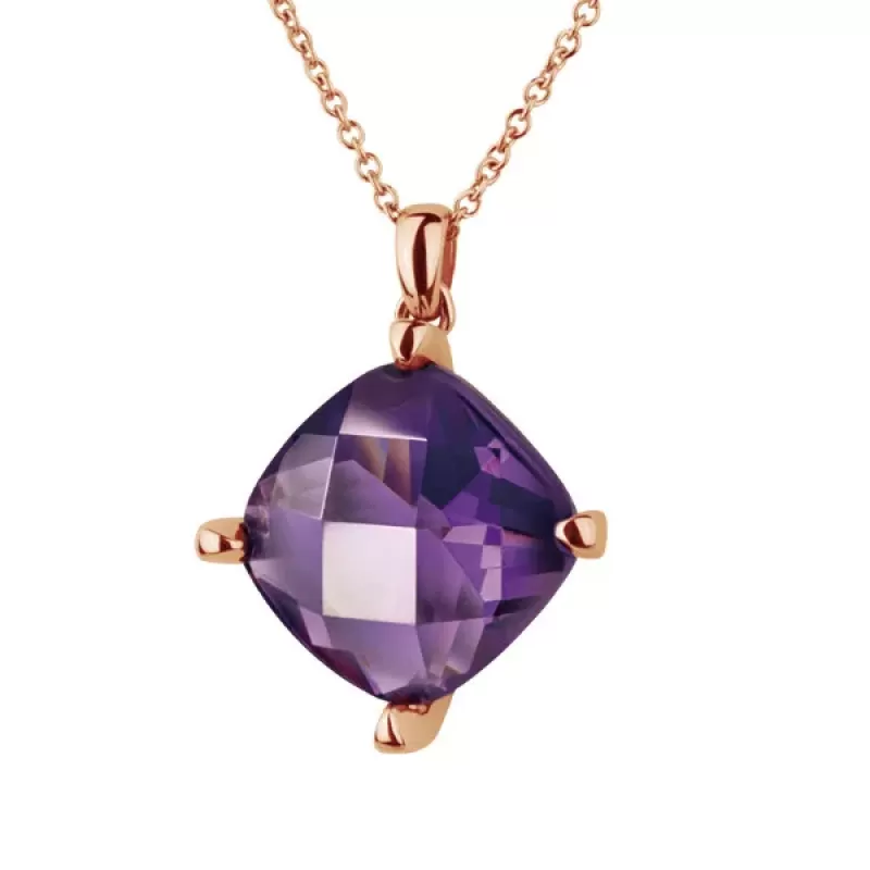 Кулон Everiot AAB-478PSS-RD из стали с искусственным аметистом