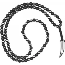 Мужской розарий на шею Everiot Select LNS-3035 из агата и гематита с подвеской "Клык"