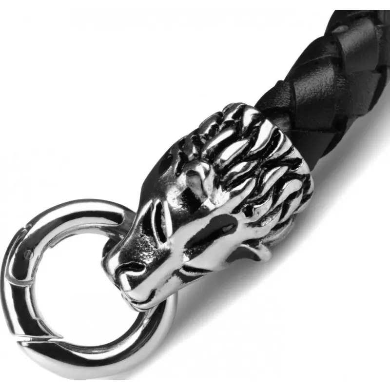 Кожаный браслет мужской Everiot SP-MJ-757 с головами льва