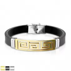 Мужской браслет TATIC SSBM-0909-ST из каучука и стали с греческим меандром