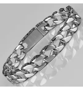 Мужской браслет-цепь из стали Everiot SB-MJ-3041, панцирное плетение, с орнаментом