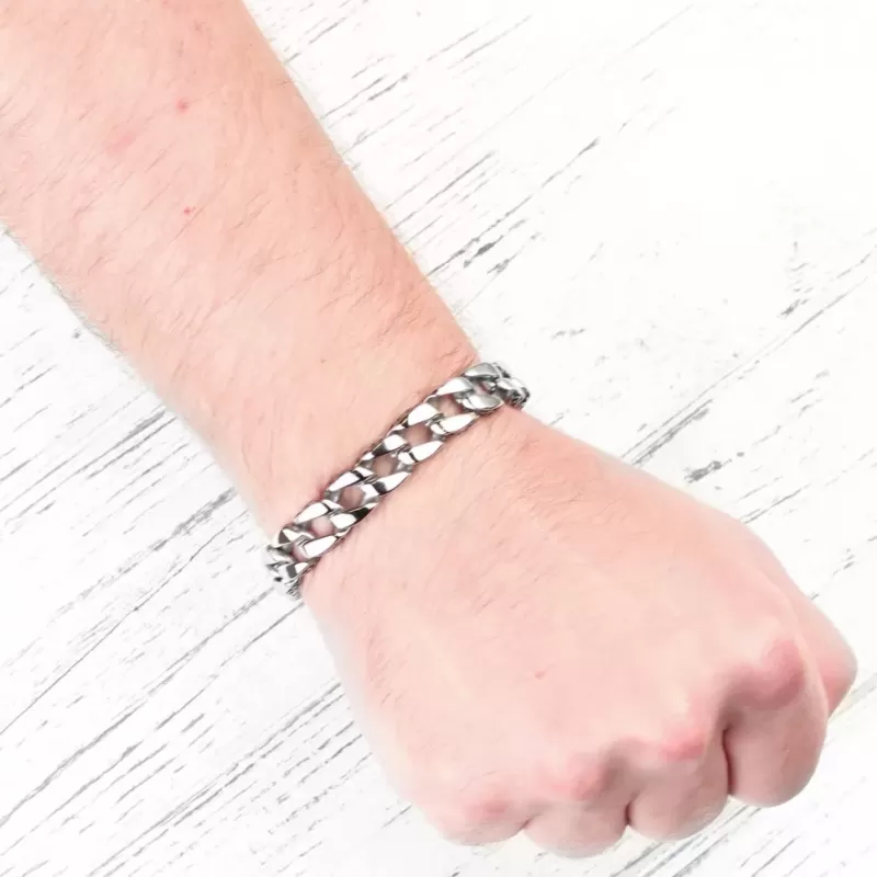 Мужской браслет-цепь из стали Everiot SB-MJ-3041, панцирное плетение, с орнаментом