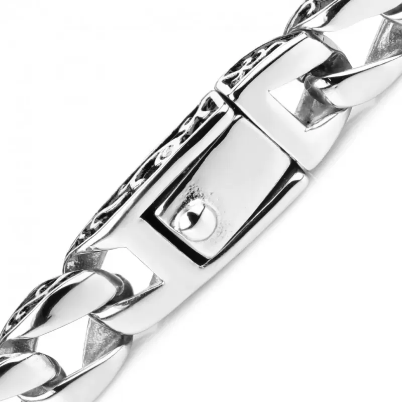 Мужской браслет-цепь из стали Everiot SB-MJ-3041, панцирное плетение, с орнаментом