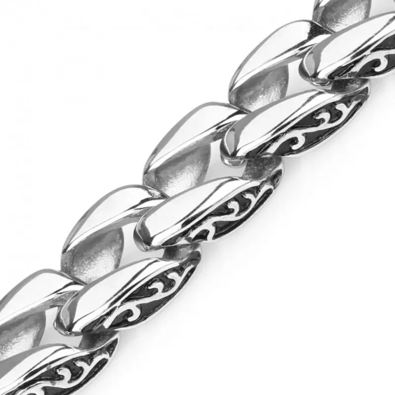 Мужской браслет-цепь из стали Everiot SB-MJ-3041, панцирное плетение, с орнаментом