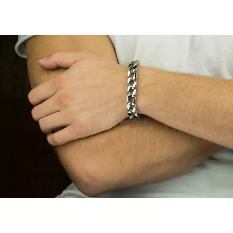 Мужской браслет-цепь из стали Everiot SB-MJ-3041, панцирное плетение, с орнаментом