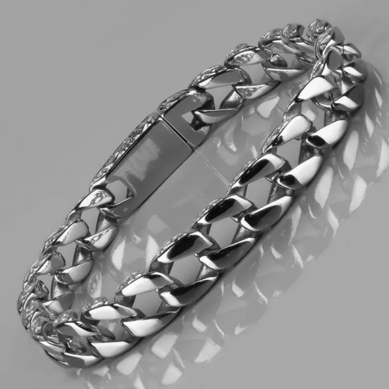 Мужской браслет-цепь из стали Everiot SB-MJ-3041, панцирное плетение, с орнаментом