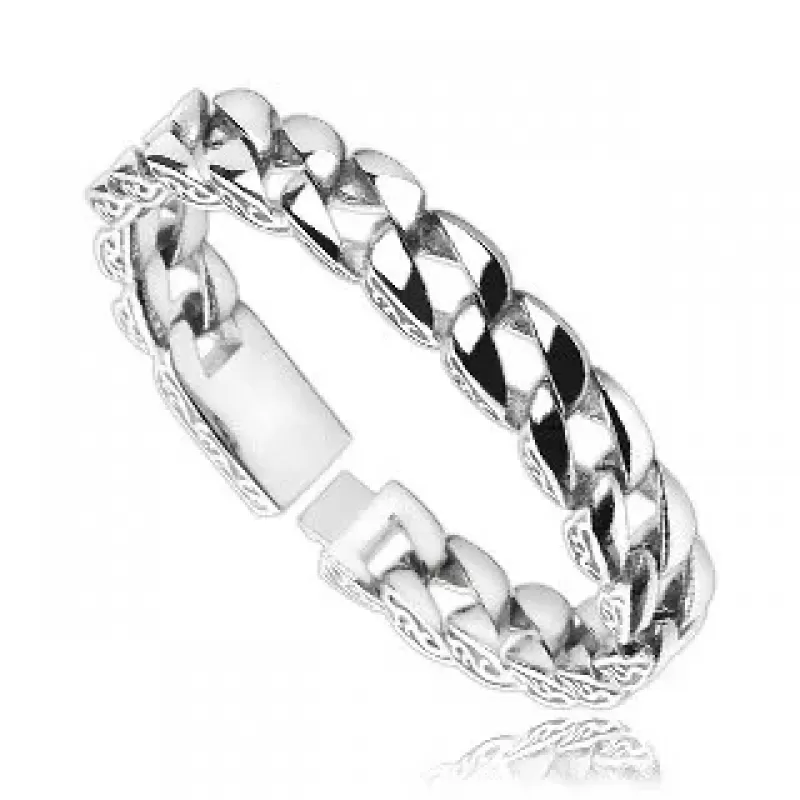 Мужской браслет-цепь из стали Everiot SB-MJ-3041, панцирное плетение, с орнаментом